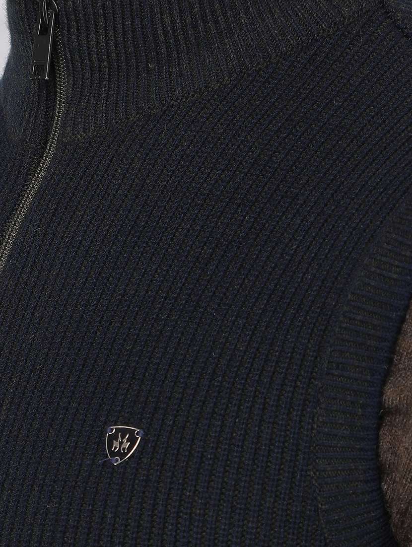 men olive self design cardigan - 21495824 - Standard Image - 6