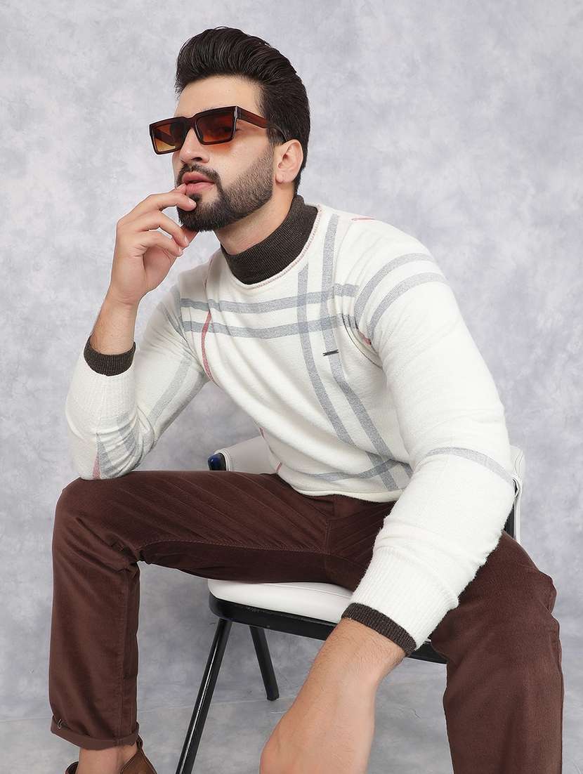 Men White Printed Cotton Pullover - 21495827 -  Standard Image - 1