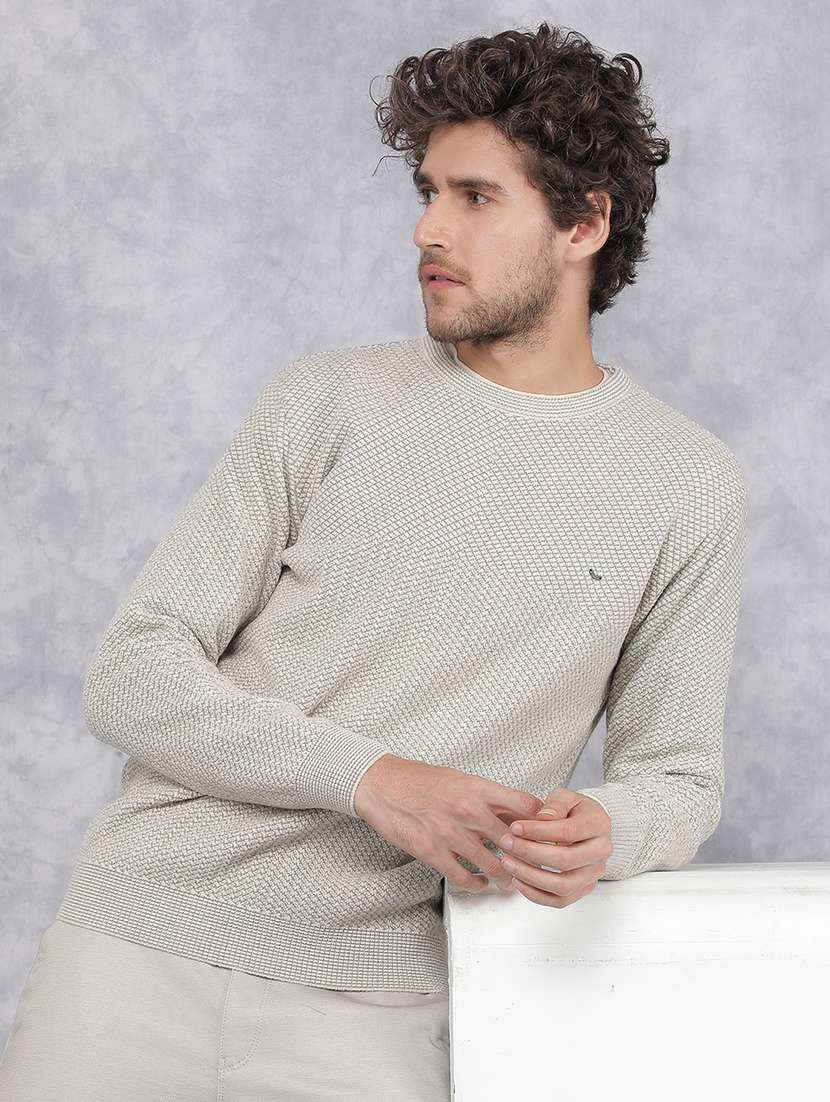 Men Green Self Design Polyester Pullover - 21495828 -  Standard Image - 1