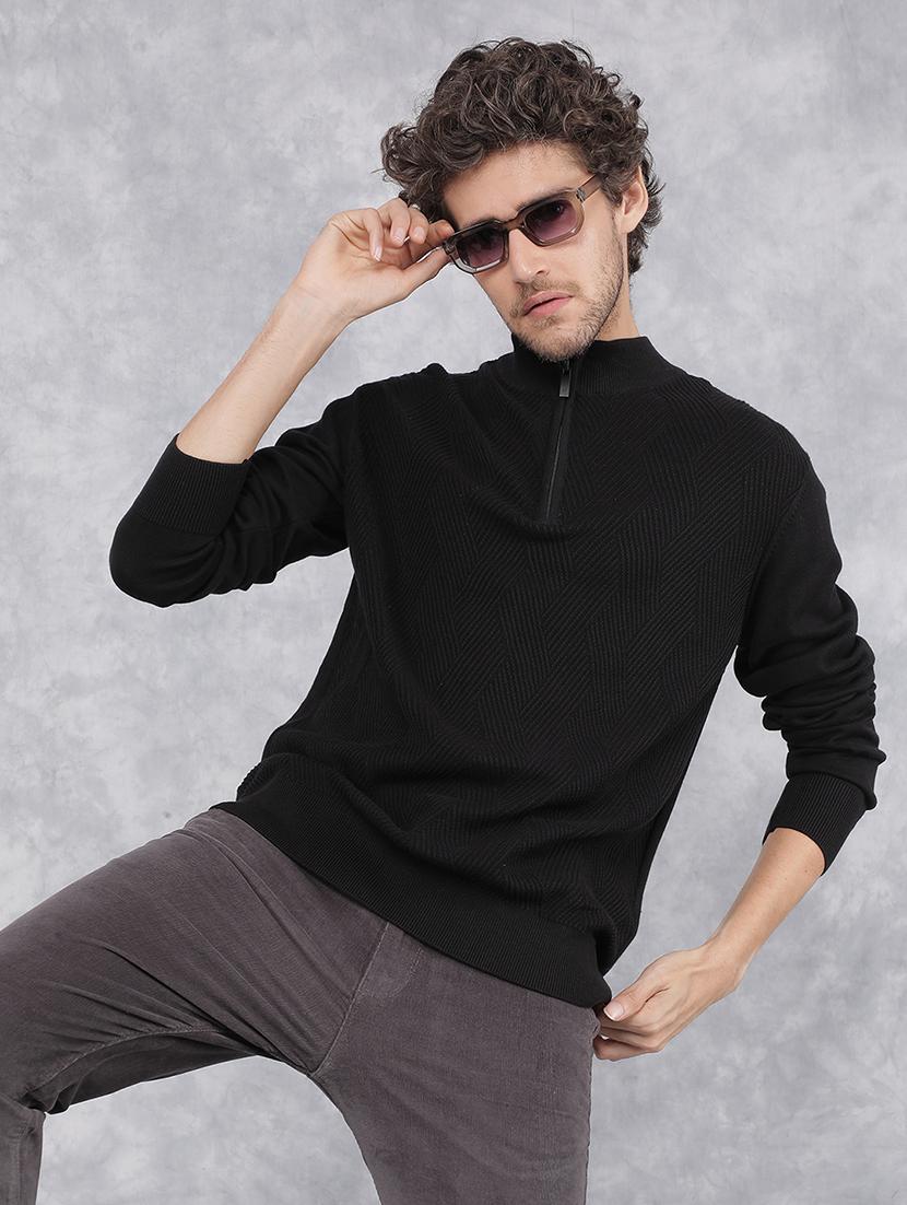 men self design mock neck pullover - 21495831 - Standard Image - 1