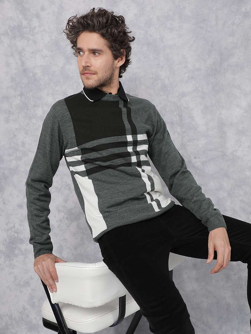 men green striped acrylic pullover - 21495832 -  Standard Image - 1