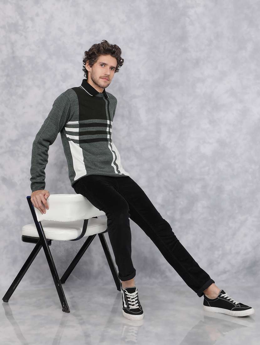 men green striped acrylic pullover - 21495832 -  Standard Image - 4