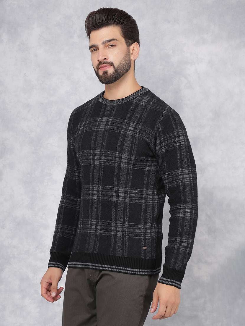 men black checked acrylic pullover