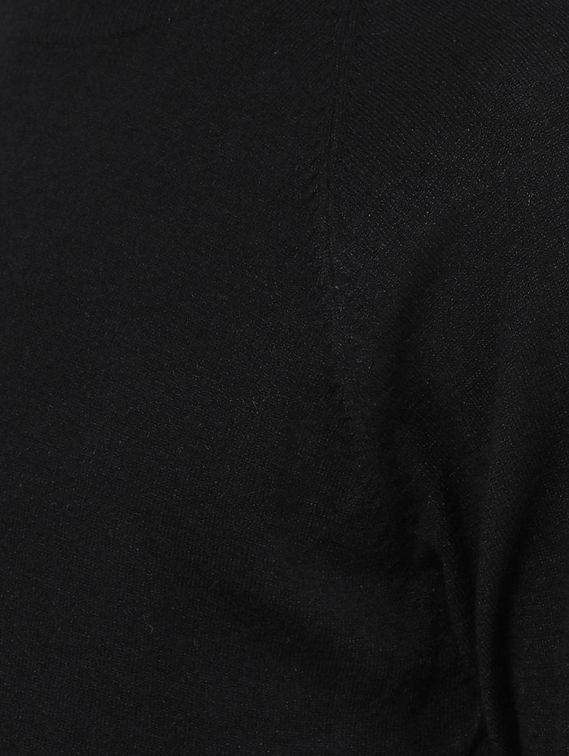 men solid black viscose pullover - 21495851 - Standard Image - 6