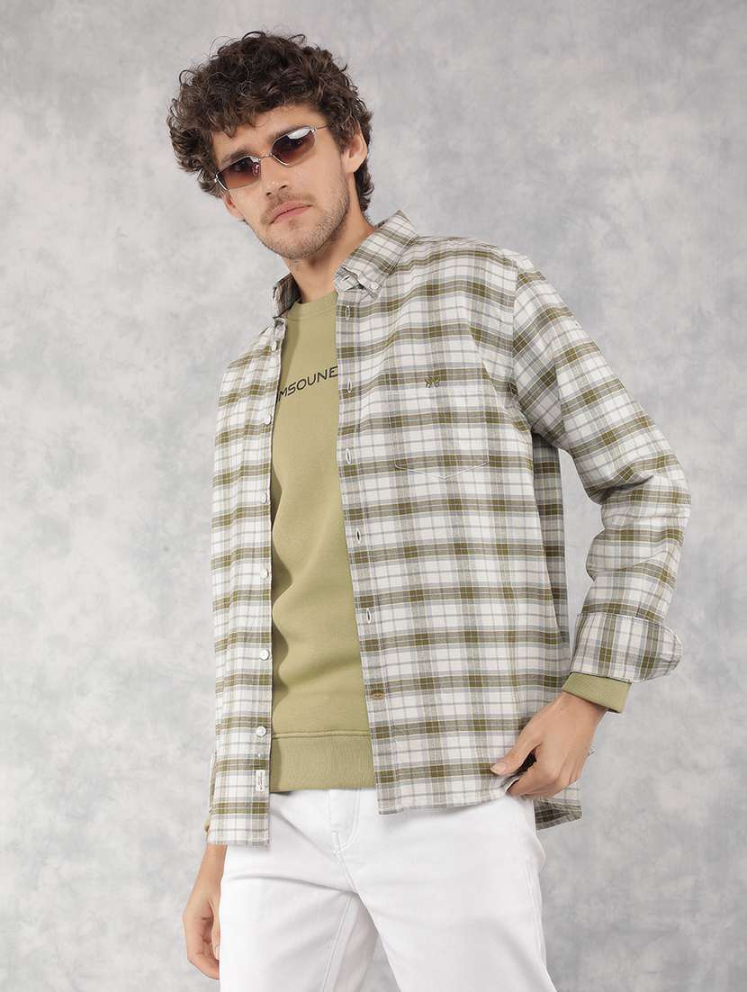 men long sleeve checkered casual shirt - 21495866 -  Standard Image - 1