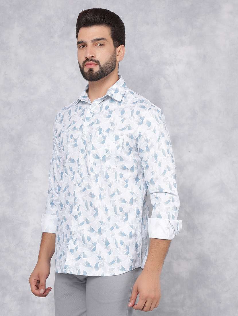 men printed long sleeve casual shirt