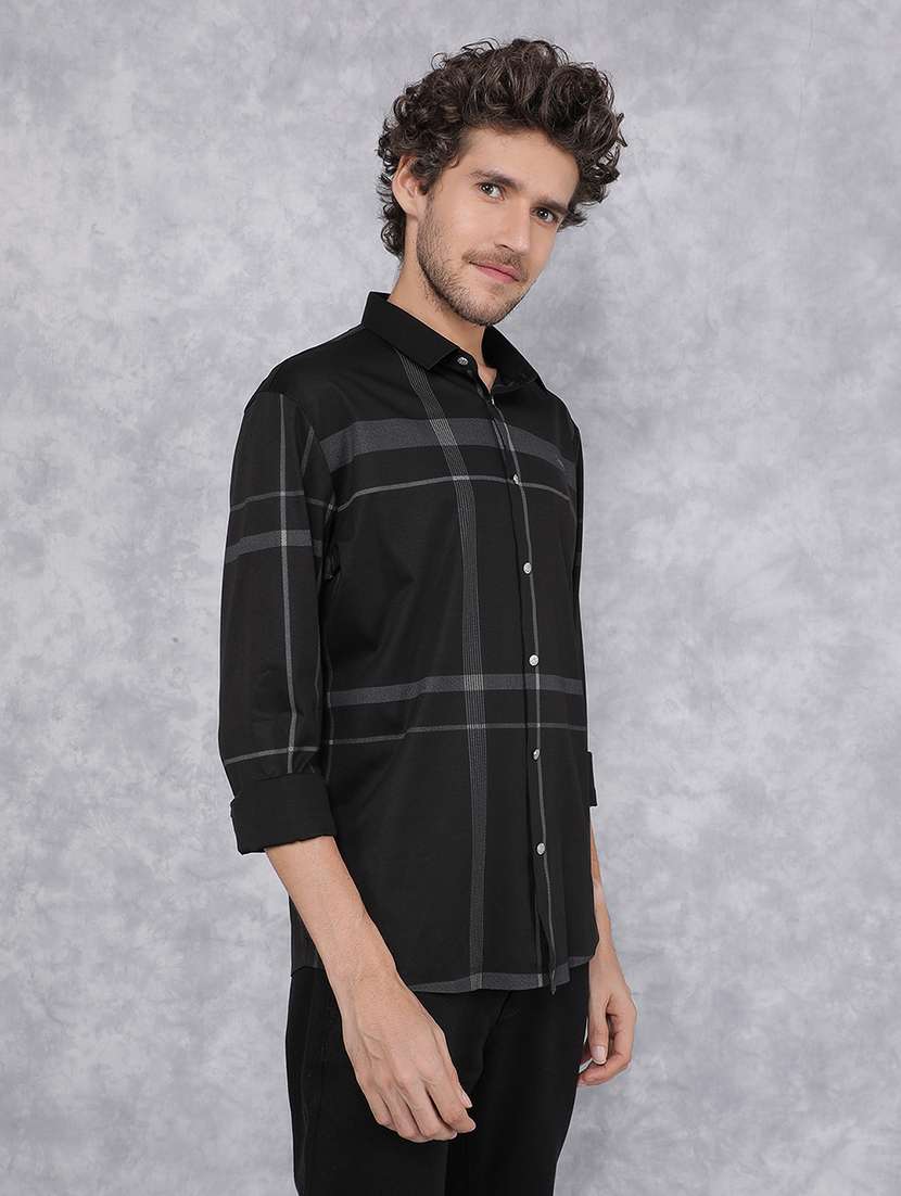 men long sleeve checkered casual shirt - 21495923 -  Standard Image - 1