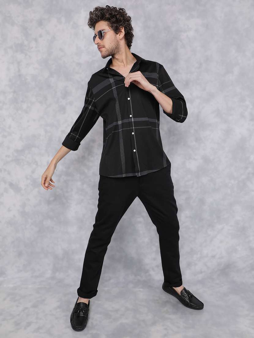 men long sleeve checkered casual shirt - 21495923 -  Standard Image - 4