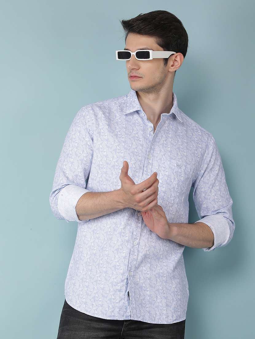 men long sleeve printed casual shirt