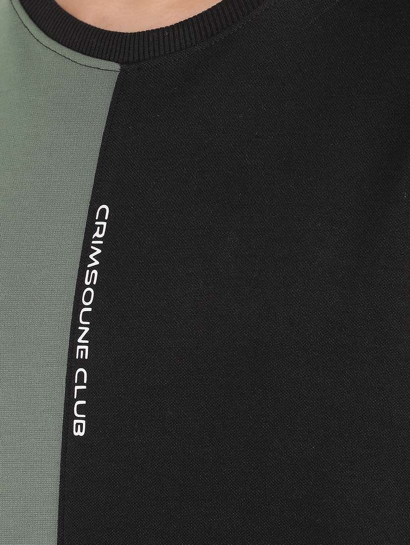 Men Black Cotton Blend Color Block Sweatshirt - 21495940 -  Standard Image - 6