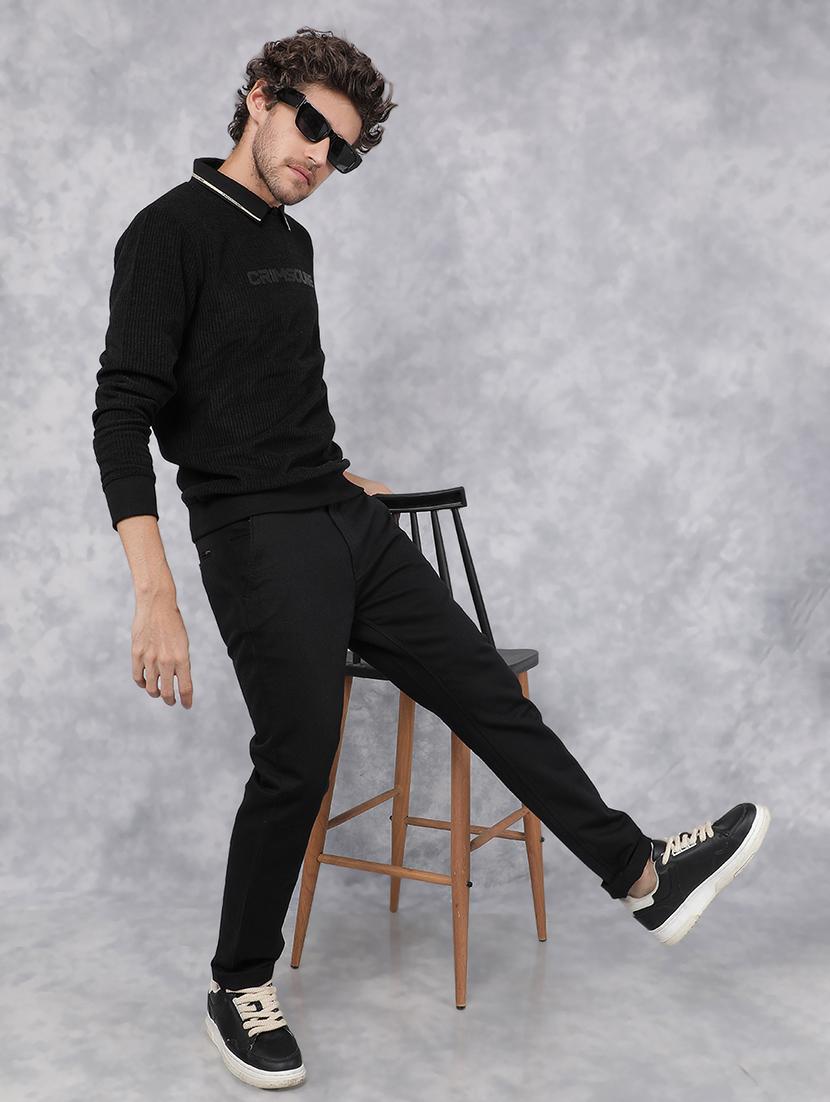 men black polyester chest print sweatshirt - 21495942 - Standard Image - 4
