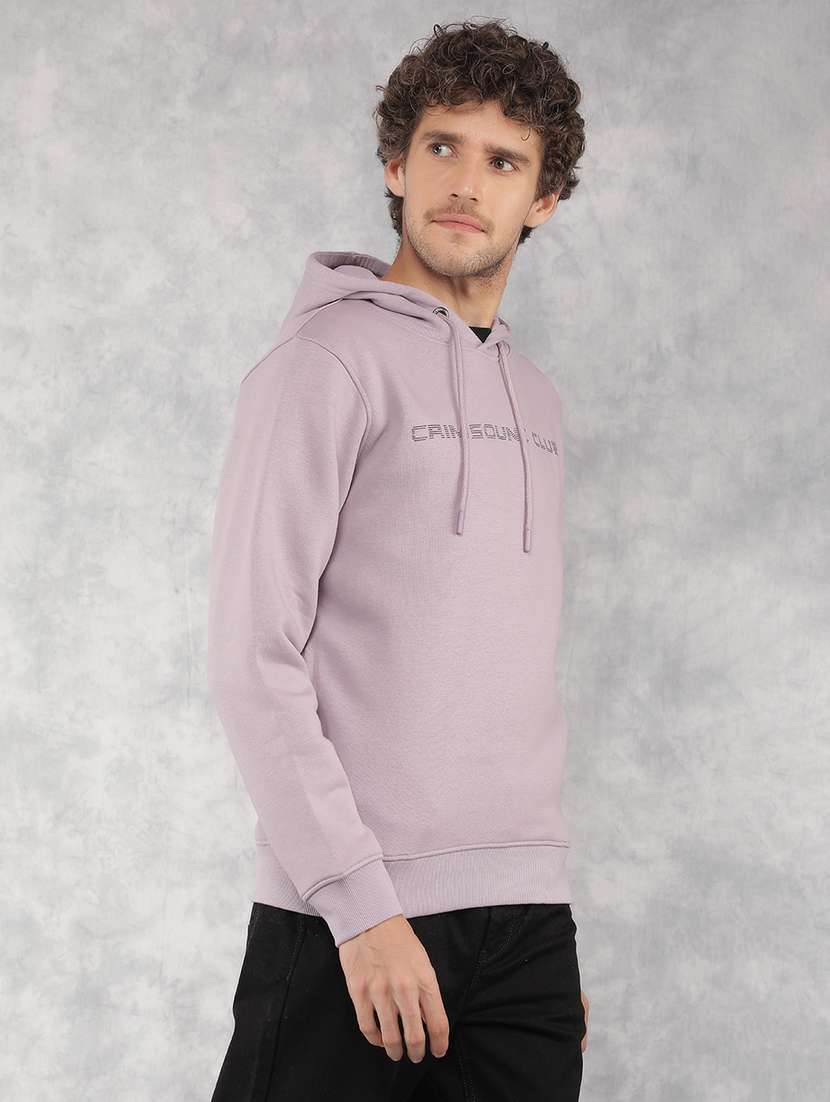 men chest print hooded sweatshirt