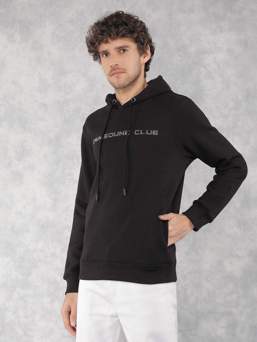 men black cotton blend chest print sweatshirt - 21495951 - Zoom Image - 0