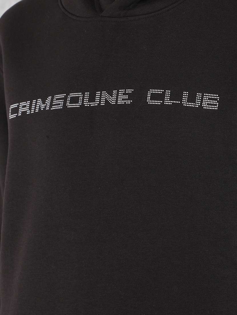 men black cotton blend chest print sweatshirt - 21495951 - Standard Image - 6