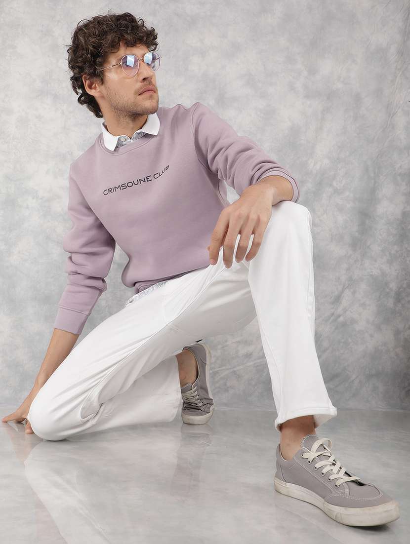 men purple cotton blend chest print sweatshirt - 21495956 -  Standard Image - 4