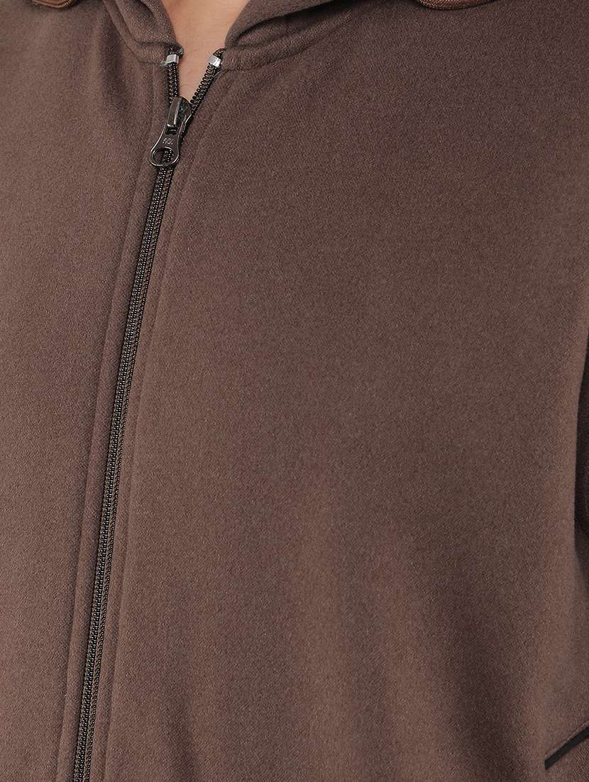 men solid brown polyester hooded sweatshirt - 21495961 -  Standard Image - 6