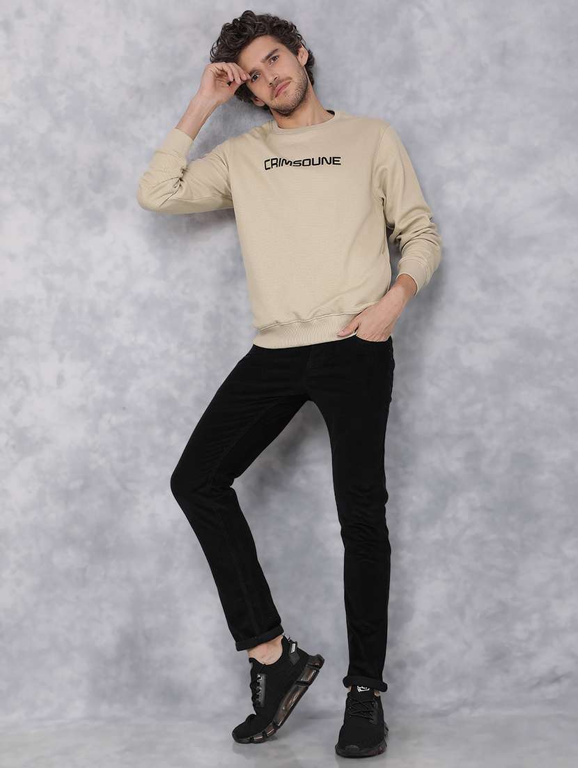 men beige polycotton chest print sweatshirt - 21495967 -  Standard Image - 4