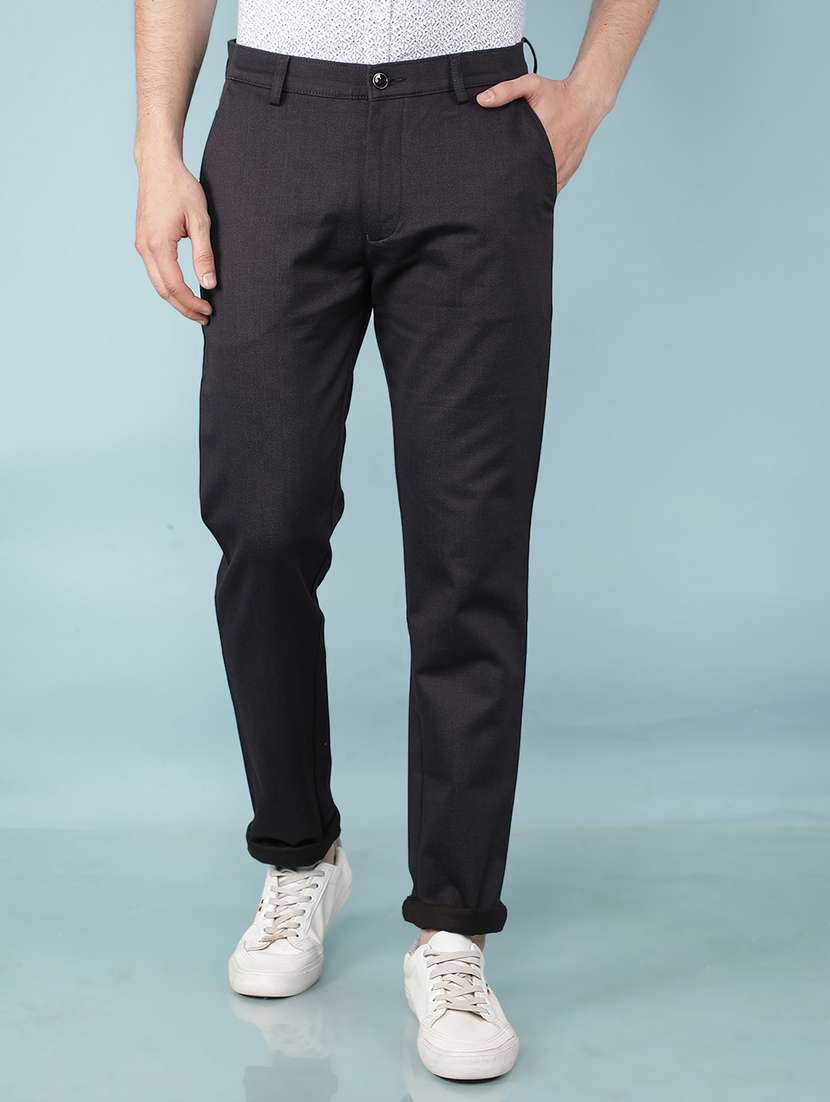 men mid rise solid chino trouser