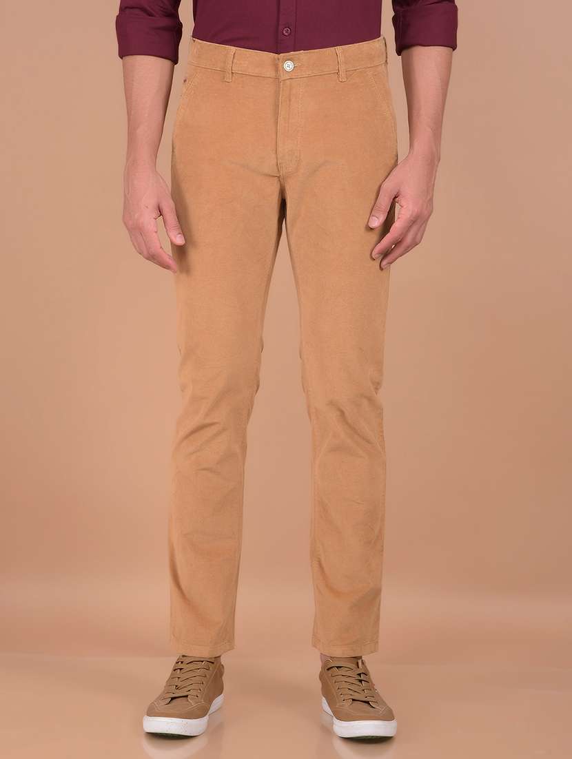 men mid rise solid corduroy trouser