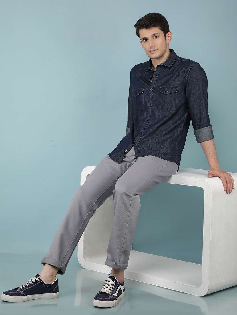 men mid rise solid chino trouser - 21496001 -  Standard Image - 4