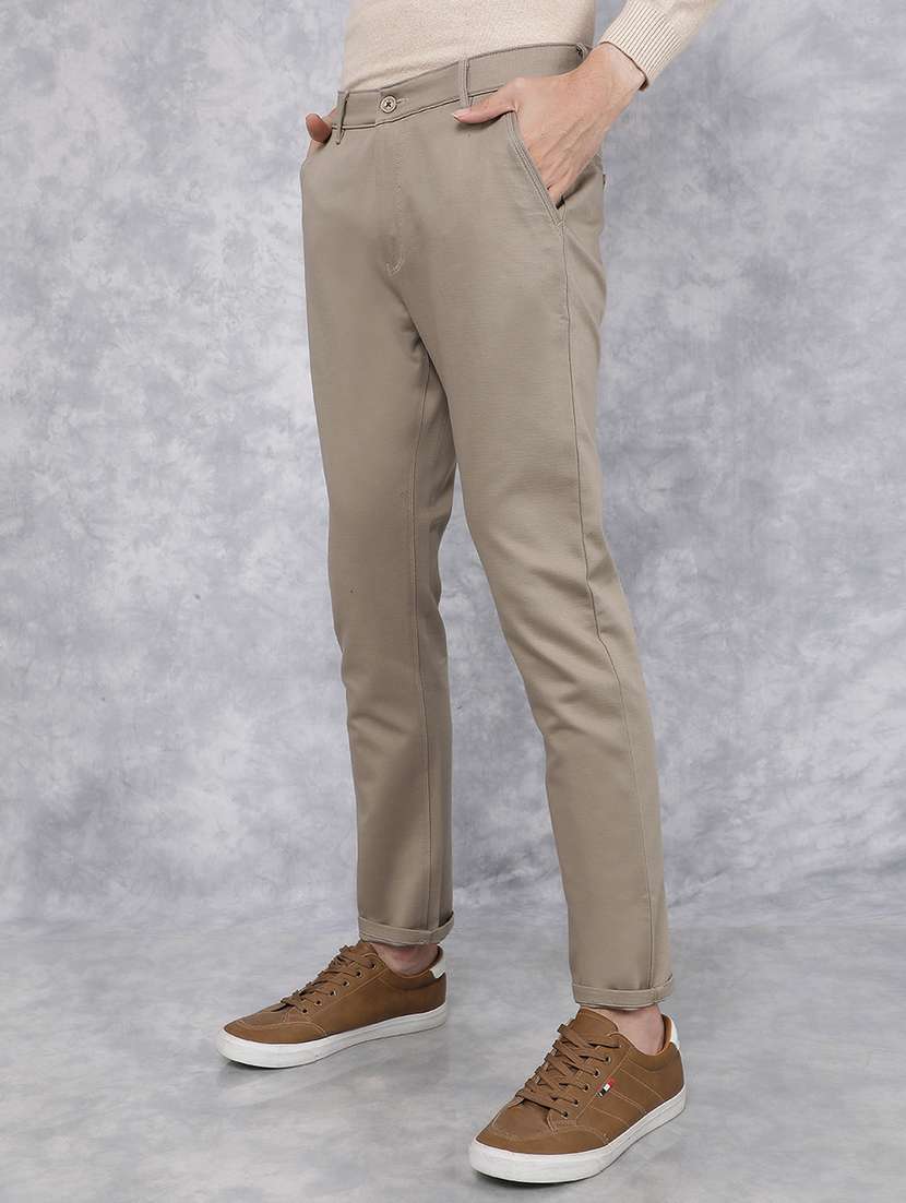 men mid rise solid chinos trouser - 21496005 -  Standard Image - 1