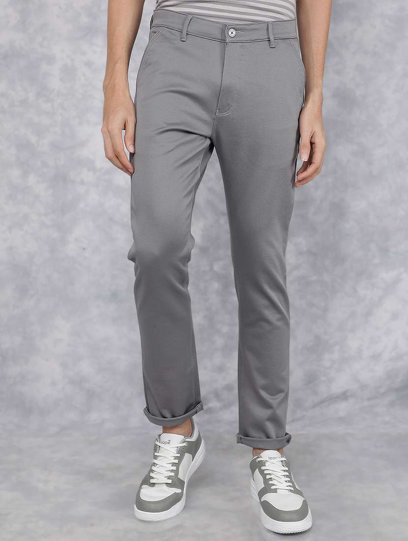 men mid rise solid chino trouser