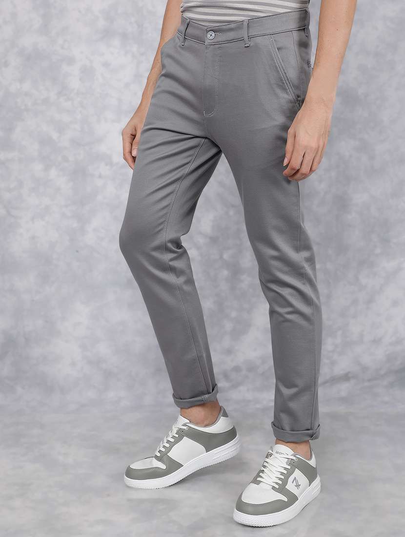 men mid rise solid chino trouser - 21496007 - Standard Image - 1