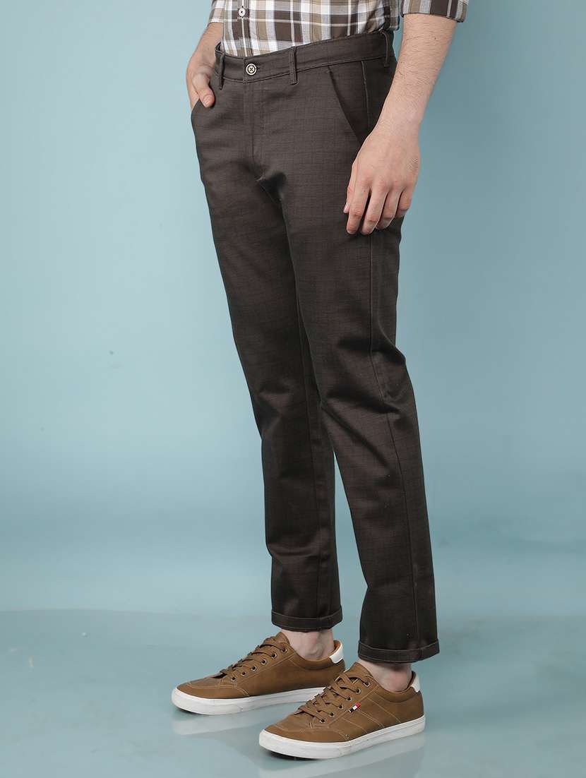 men mid rise checkered chino trouser - 21496013 -  Standard Image - 1