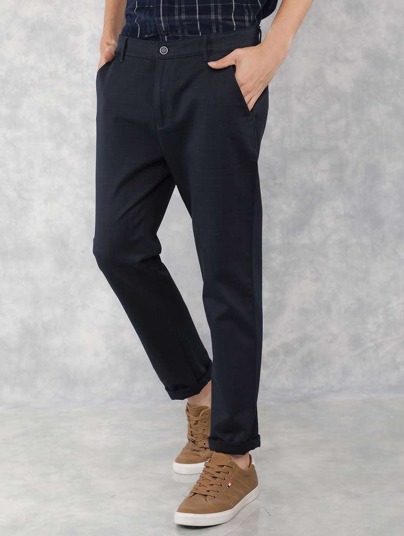 men mid rise checkered chino trouser - 21496014 -  Standard Image - 1