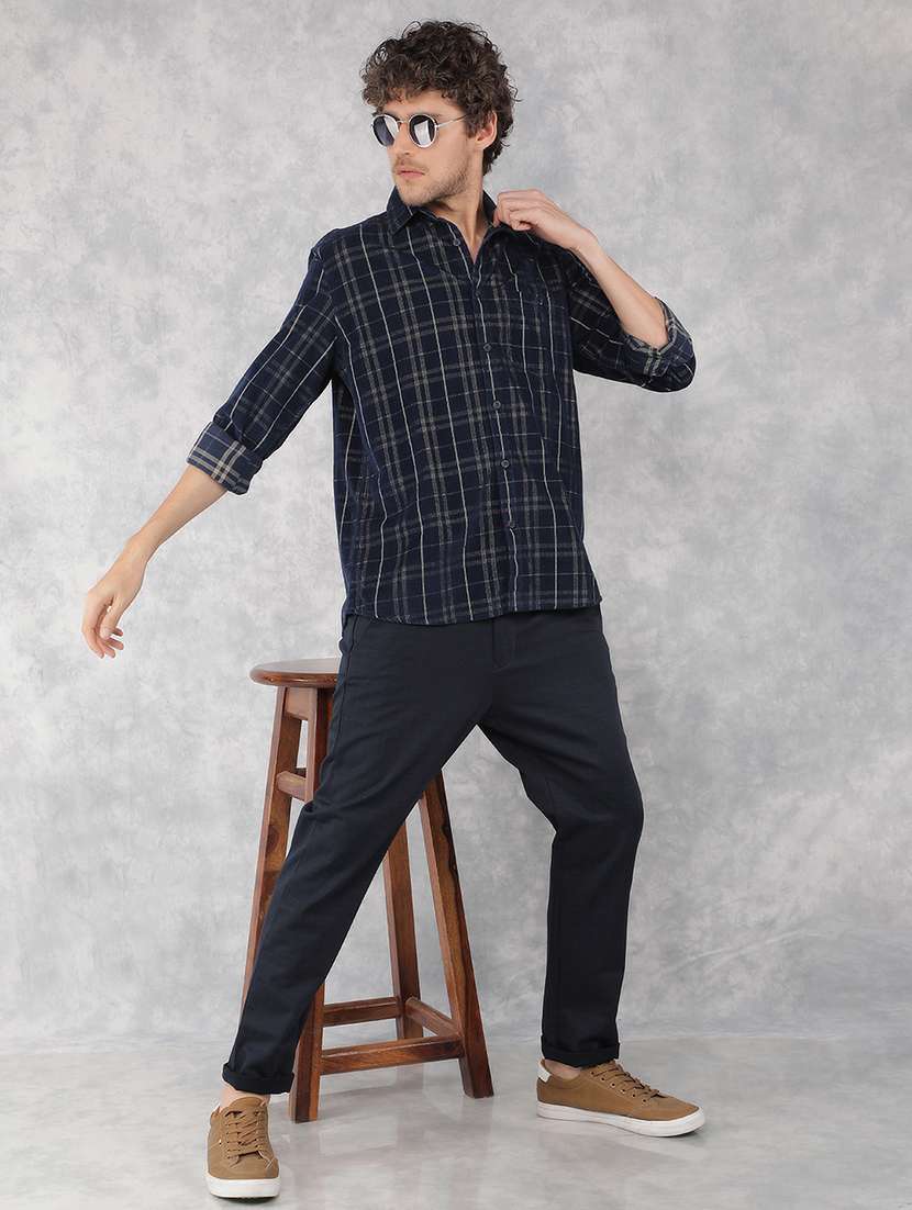 men mid rise checkered chino trouser - 21496014 -  Standard Image - 4