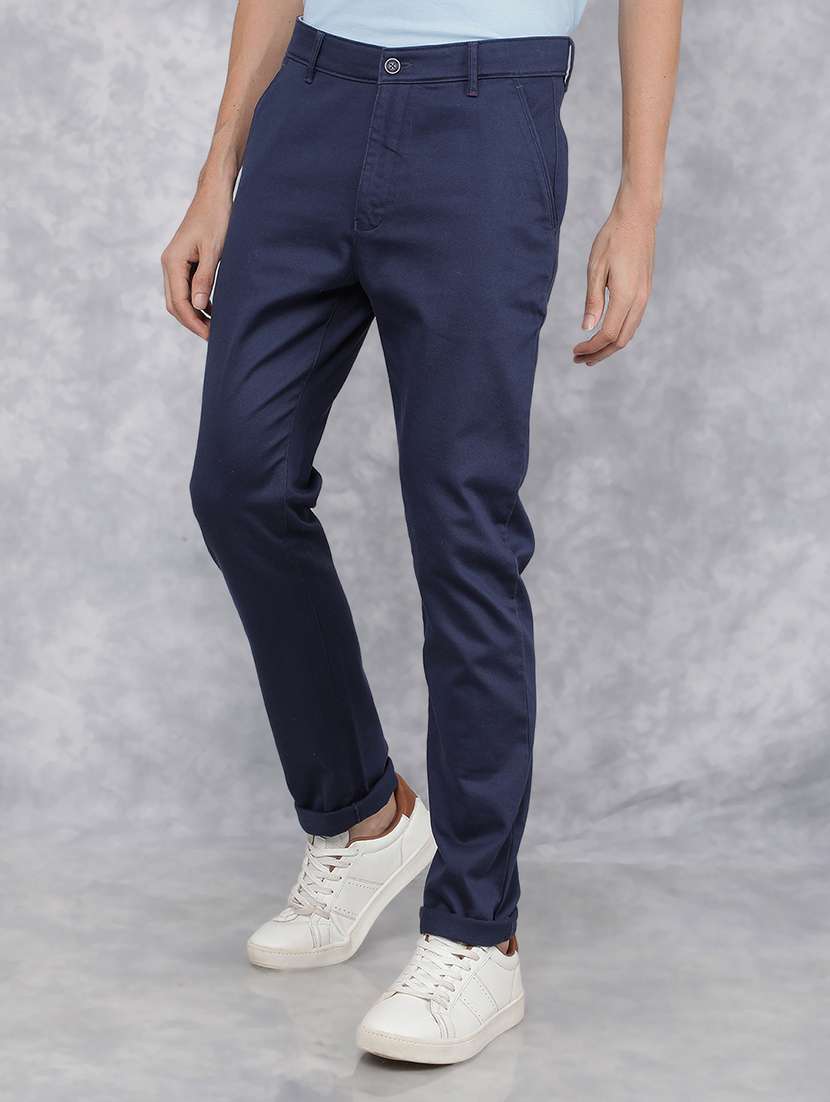 men mid rise solid chinos trouser - 21496028 -  Standard Image - 1