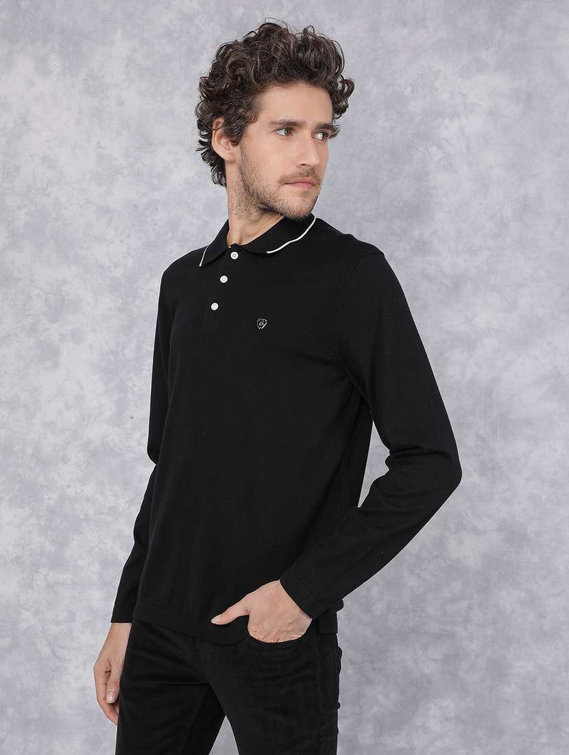 men polo neck plain t-shirt - 21496034 - Standard Image - 1