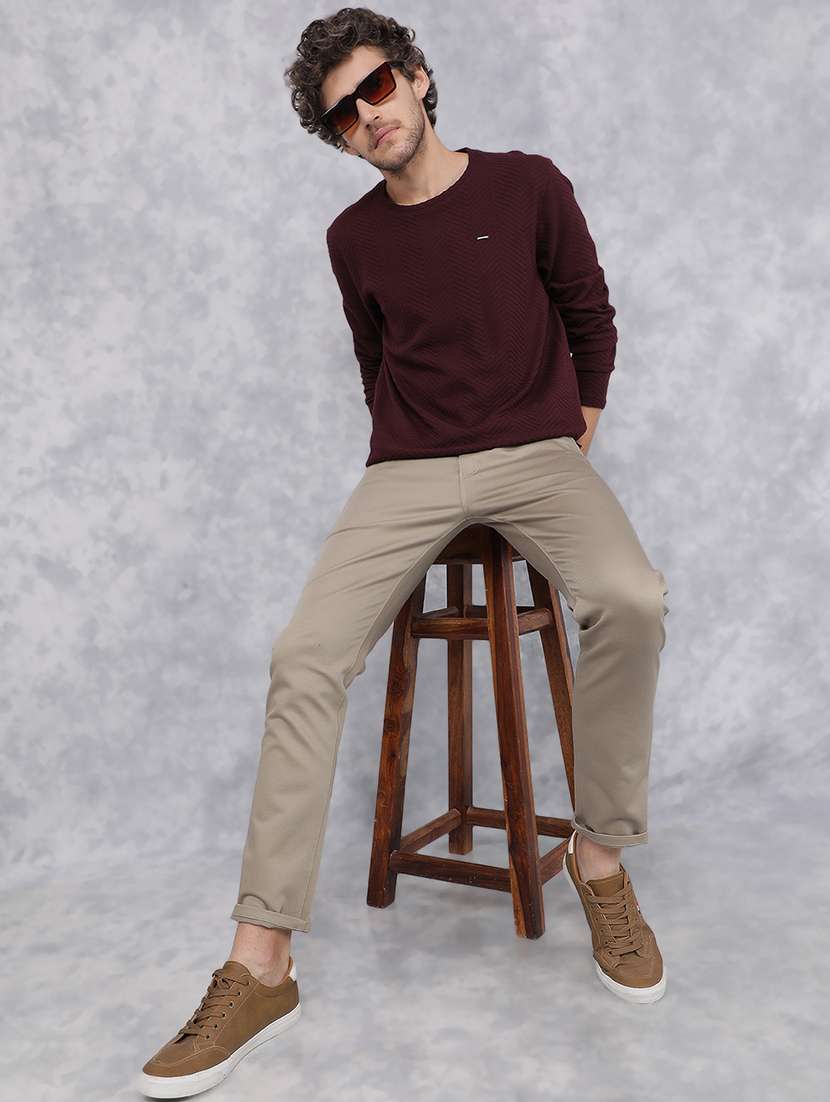 men long sleeved self design t-shirt - 21496044 -  Standard Image - 4