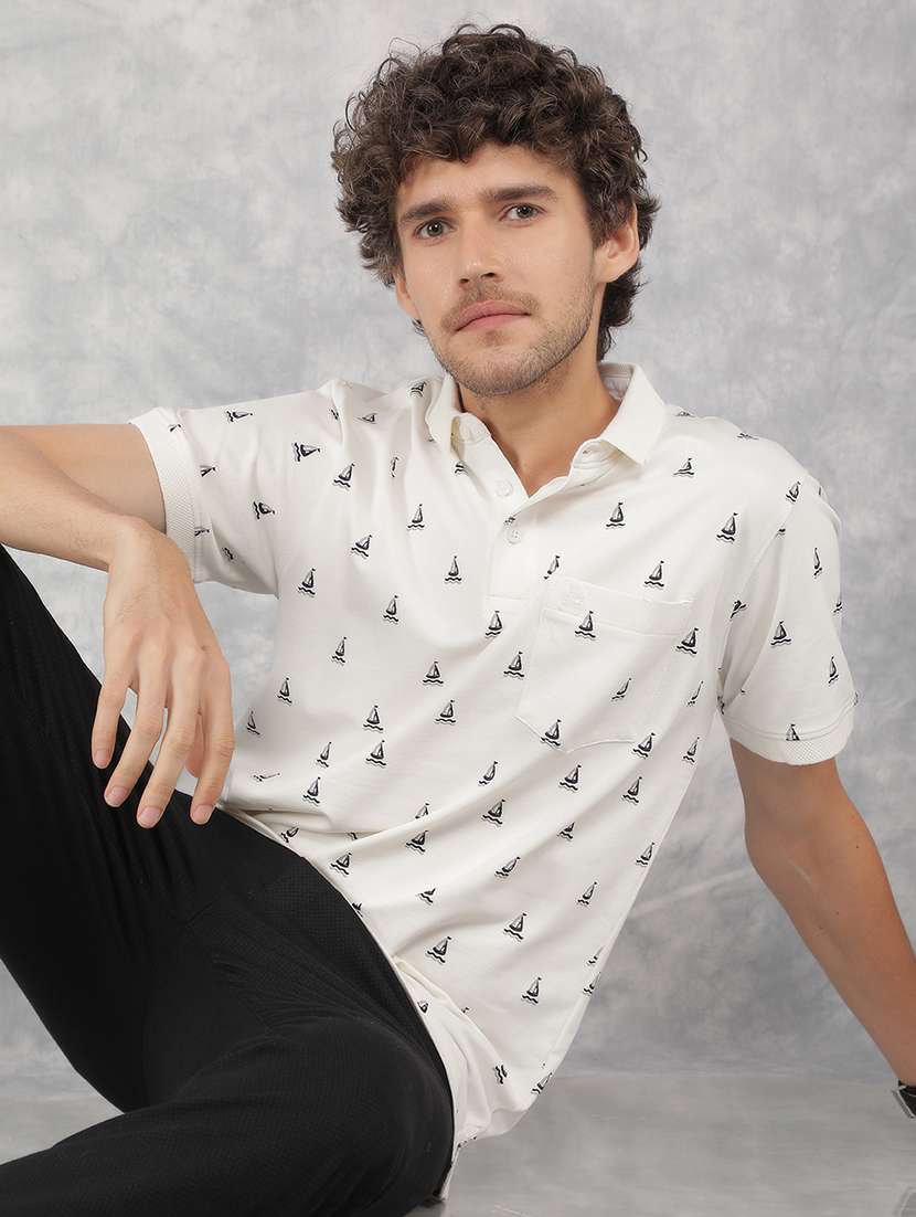 men polo neck printed t-shirt - 21496045 -  Standard Image - 1