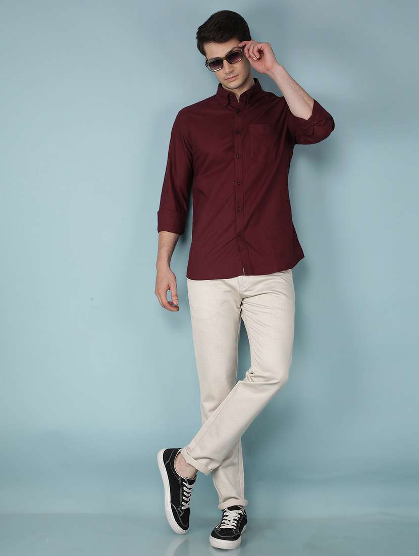 men long sleeve solid casual shirt - 21496076 -  Standard Image - 4