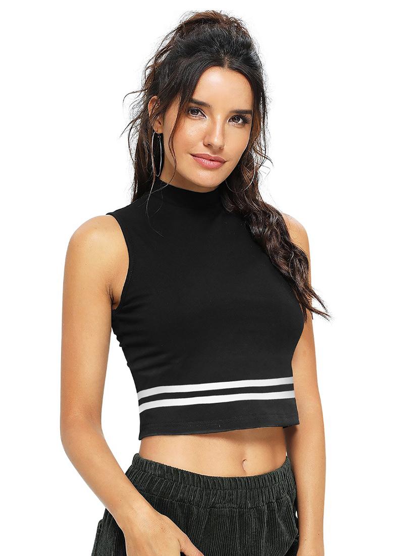 black color block crop top - 21496122 - Standard Image - 1