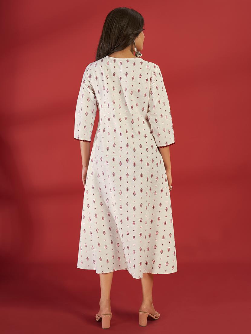 women three quarter sleeve a-line kurta - 21496398 - Standard Image - 4