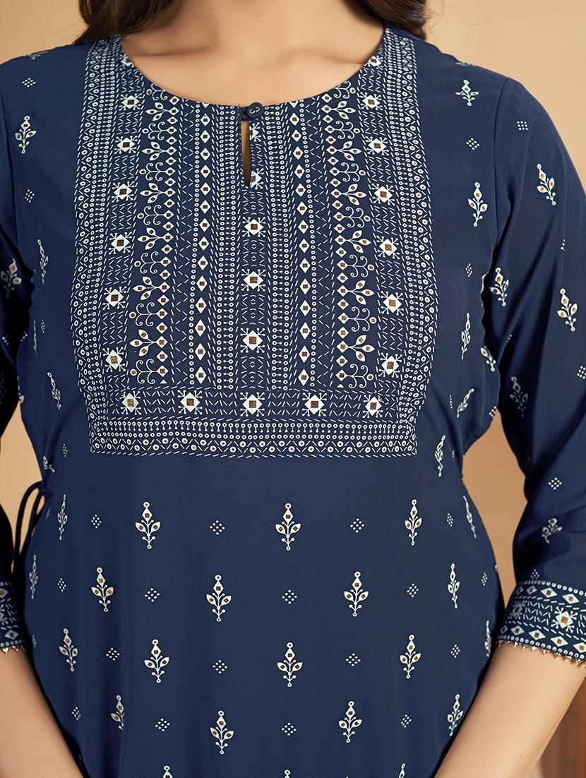 women three quarter sleeve a-line kurta - 21496410 - Standard Image - 4
