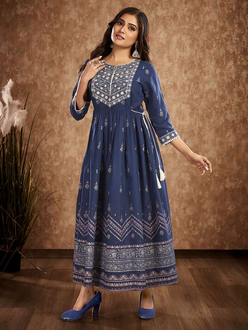 women printed a-line ethnic dress - 21496449 - Standard Image - 1