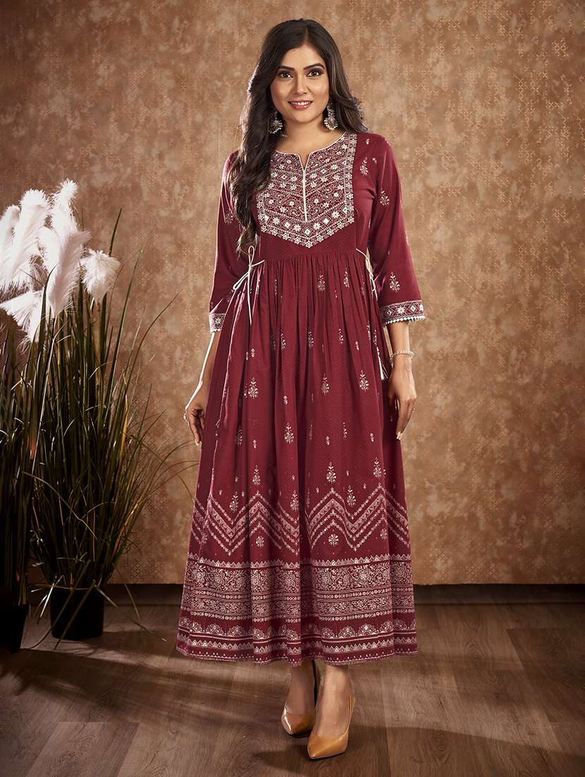 women printed a-line ethnic dress - 21496451 -  Standard Image - 1