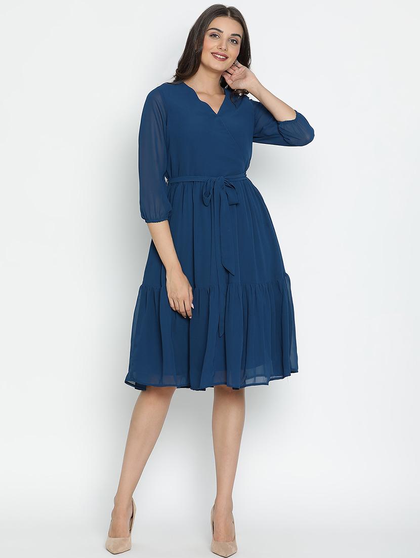 women blue polyester tiered dress - 21496468 -  Zoom Image - 0