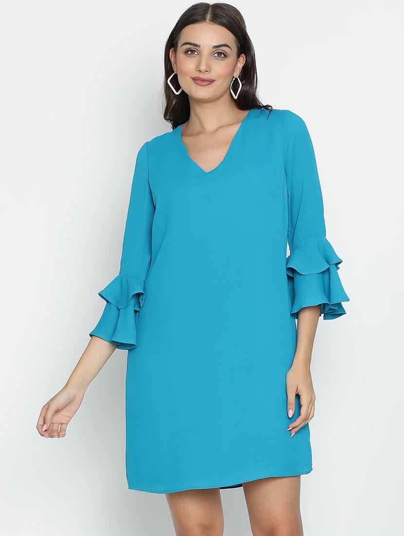 women blue polyester a-line dress - 21496471 - Zoom Image - 0