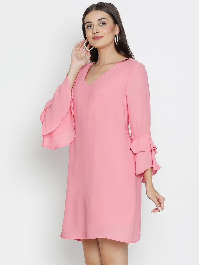 women pink polyester a-line dress - 21496484 -  Standard Image - 1