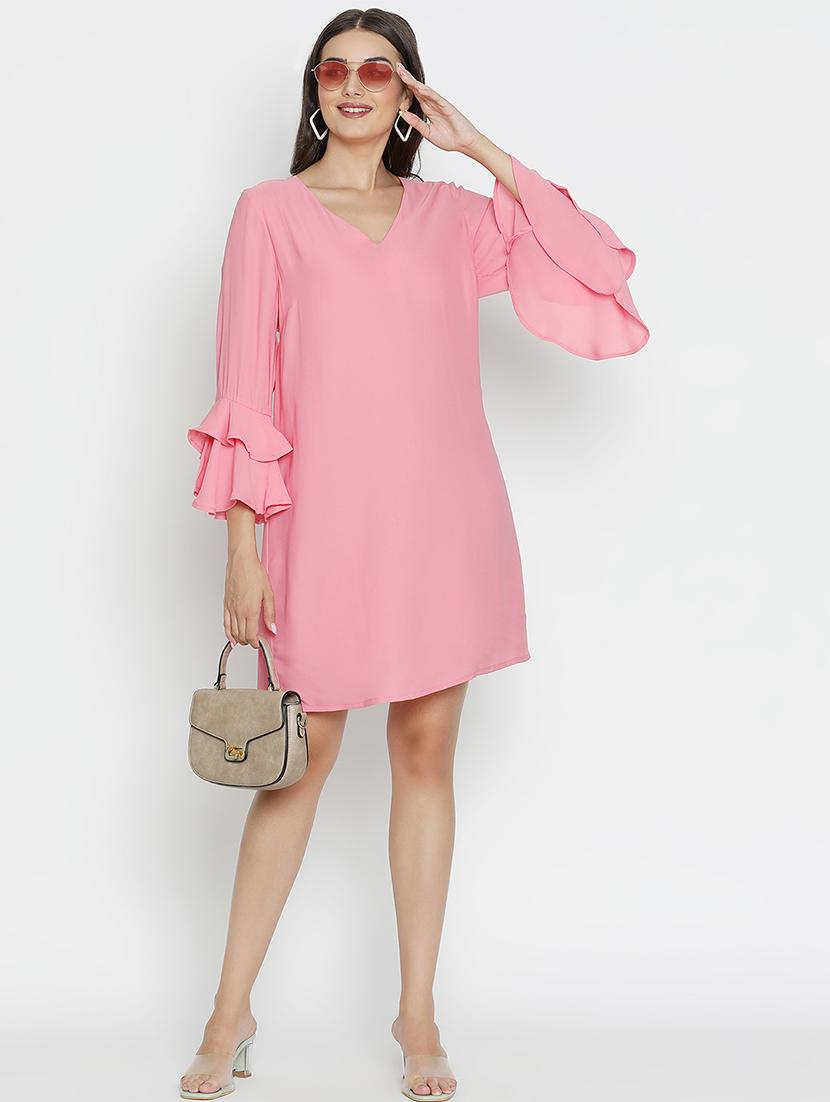 women pink polyester a-line dress - 21496484 - Standard Image - 4