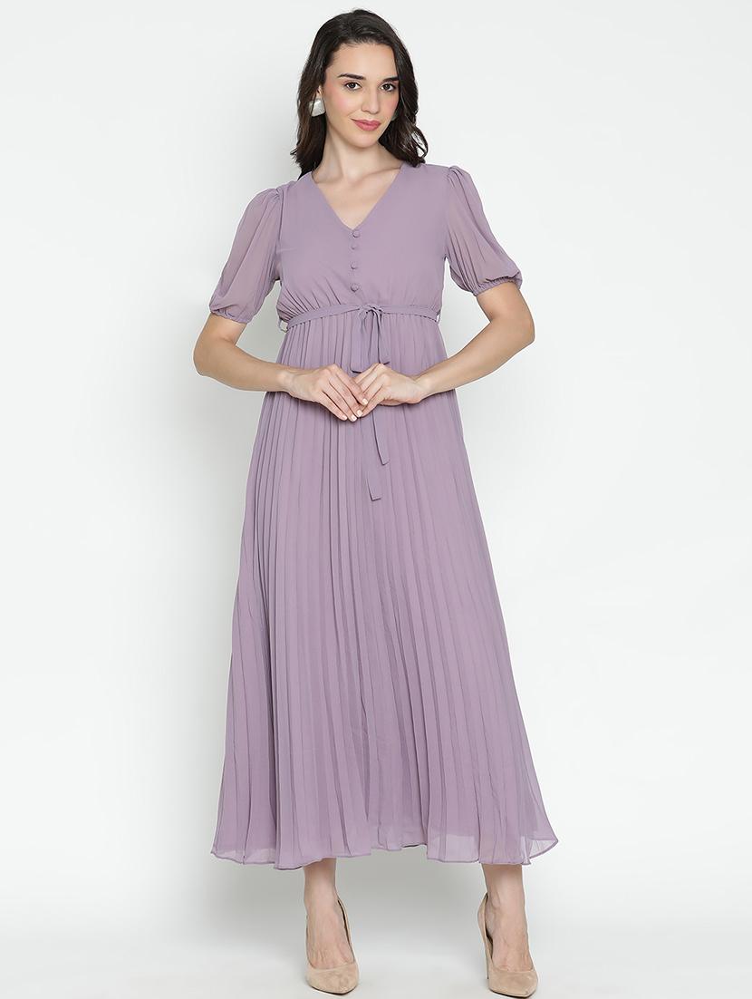 women purple polyester fit & flare dress - 21496487 - Zoom Image - 0