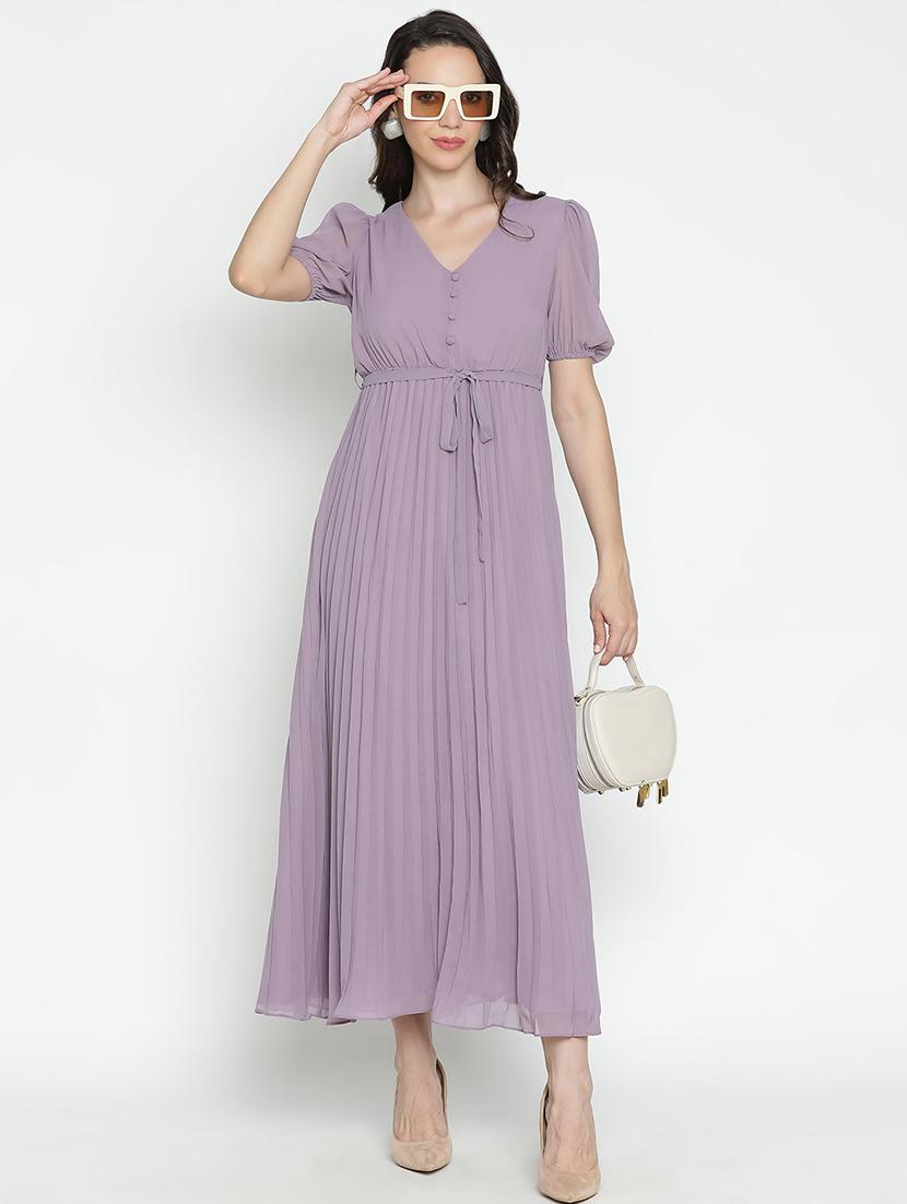 women purple polyester fit & flare dress - 21496487 -  Standard Image - 1