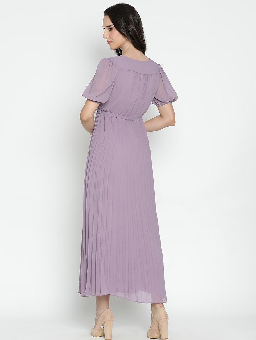 women purple polyester fit & flare dress - 21496487 - Standard Image - 4