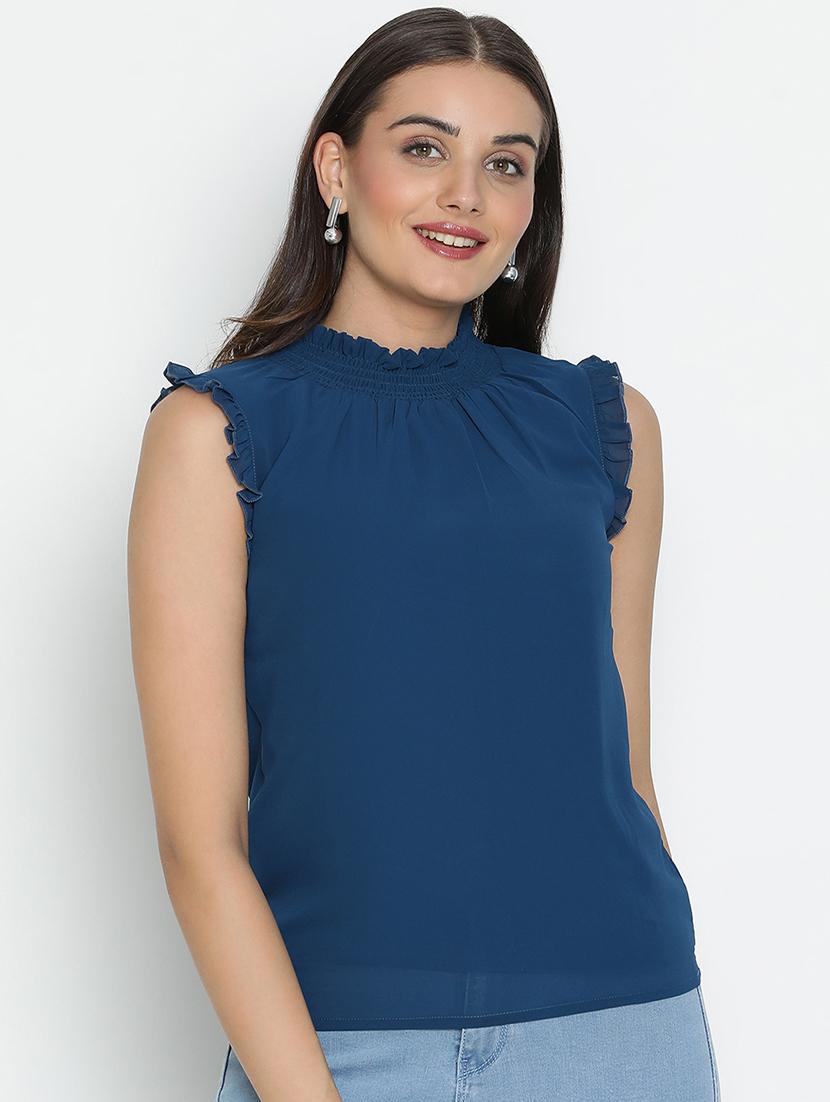 blue solid regular top - 21496505 -  Zoom Image - 0