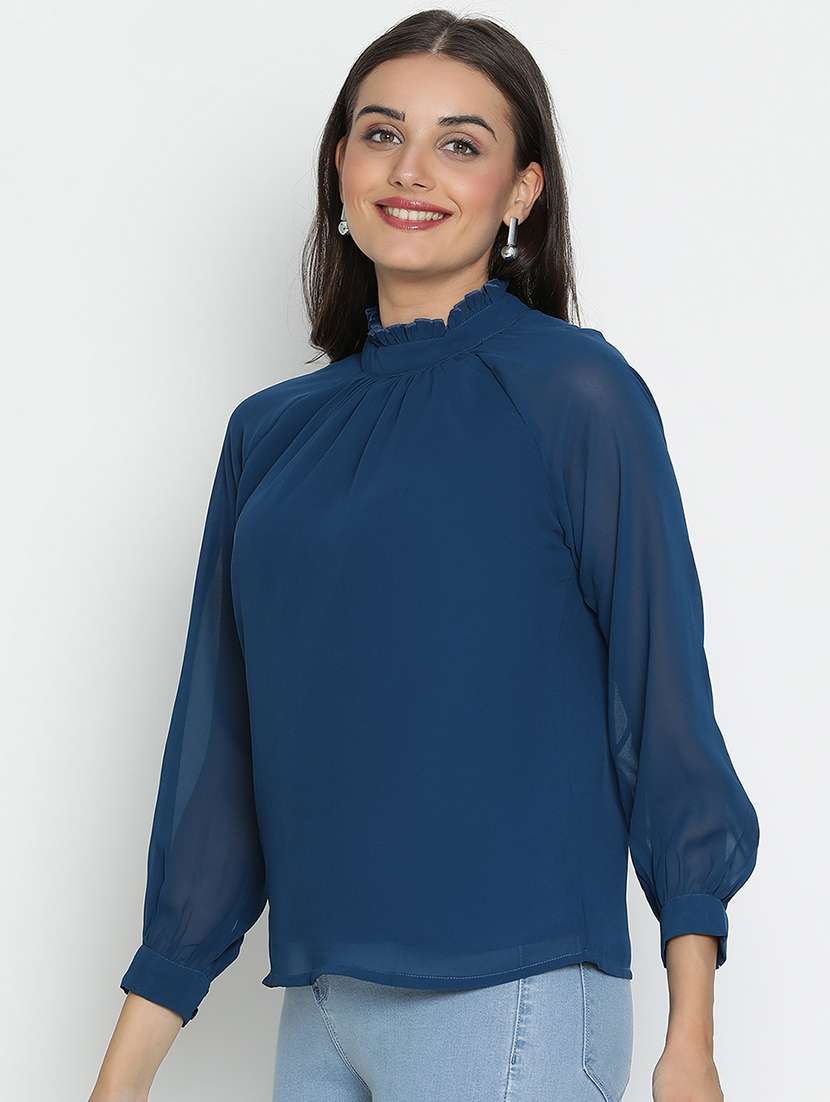 blue solid regular top - 21496506 -  Standard Image - 1