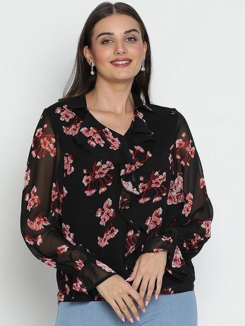 women black polyester regular top - 21496507 - Standard Image - 0